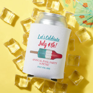 Celebrate July 4th Red White Blue Rocket Pop Can Cooler