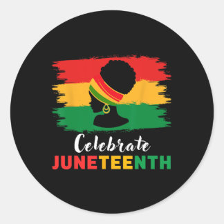 Celebrate Juneteenth Black Women Messy Bun 1865 Em Classic Round Sticker