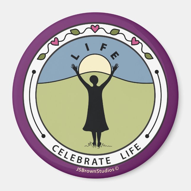 Celebrate Life A_Round Magnet 3" (Front)