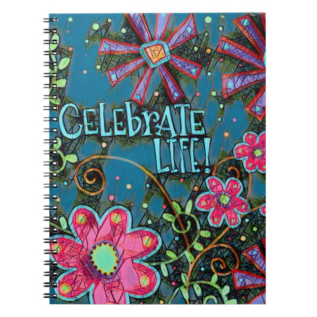 Celebrate Life Inspiring Floral Pretty Inspirivity Notebook (Front)