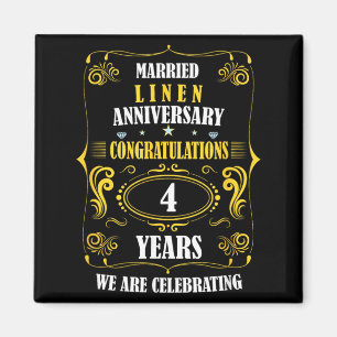 Celebrate Linen Wedding 4 Years Married Magnet