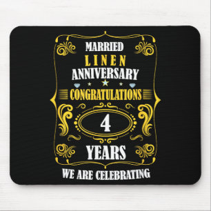 Celebrate Linen Wedding 4 Years Married Mouse Pad