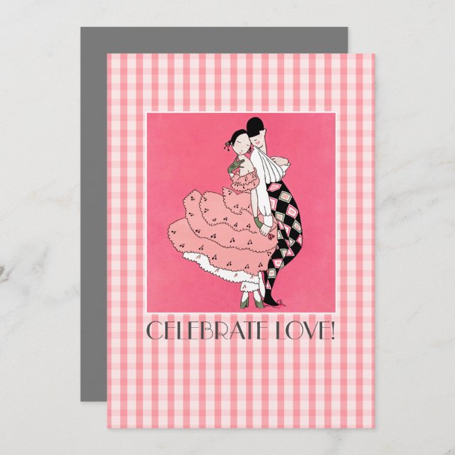 Celebrate Love! Art Deco Valentine's Day Party  Invitation (Front/Back)