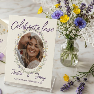 Celebrate Love Floral Simple Modern wedding Invitation