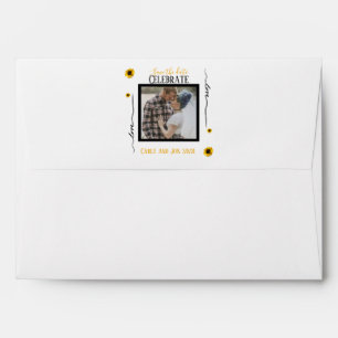 Celebrate love, simple elegant golden sunflower envelope