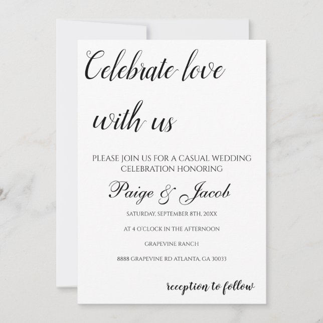Celebrate love with us Minimalist Casual Wedding  Invitation (Front)
