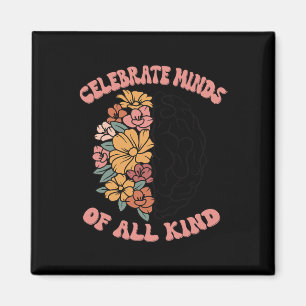 Celebrate Minds Of All Kind Floral Brain Autism Aw Magnet