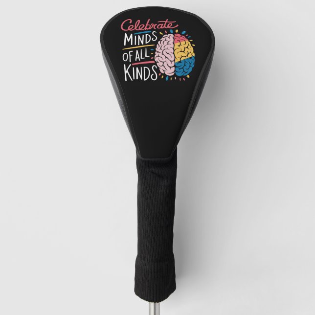Celebrate Minds of All Kinds Autism Awareness Golf Head Cover (Front)