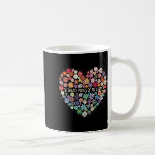 Celebrate Minds of All Kinds Crochet Flower Heart Coffee Mug