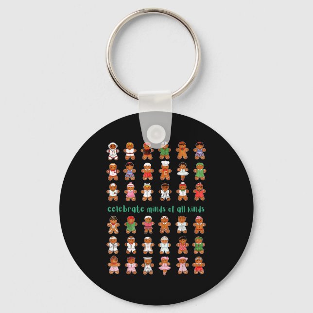 Celebrate Minds Of All Kinds Gingerbread Autism Aw Key Ring (Front)