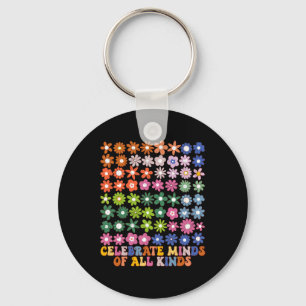 Celebrate Minds Of All Kinds Groovy Flower Autism  Key Ring
