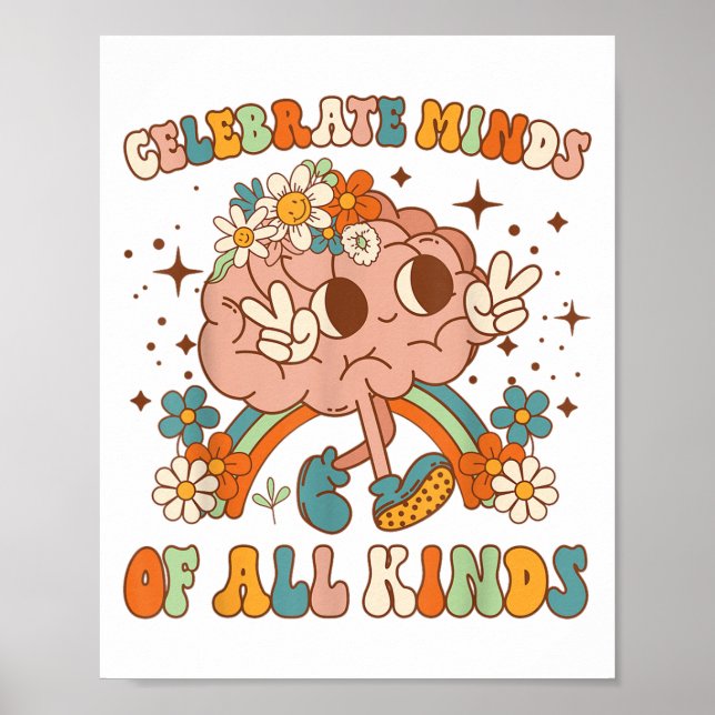 Celebrate Minds Of All Kinds Neurodiversity Mental Poster (Front)