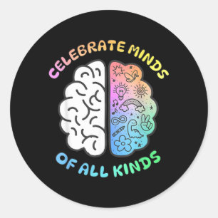 Celebrate Minds of Kinds Flowers Neurodiversity Classic Round Sticker