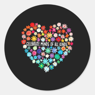 Celebrate Minds of Kinds Flowers Neurodiversity Classic Round Sticker