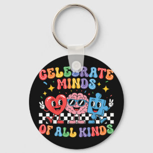 Celebrate minds of kinds neurodiversity autism key ring