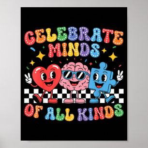 Celebrate minds of kinds neurodiversity autism poster
