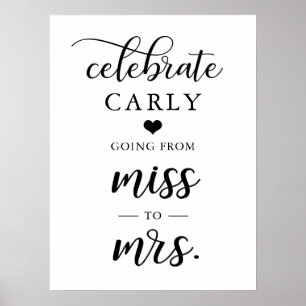 Celebrate Miss Mrs Bridal Shower Heart WELCOME Poster