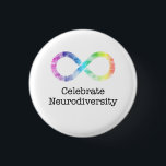 Celebrate Neurodiversity  3 Cm Round Badge<br><div class="desc">celebrate neurodiversity rainbow infinity logo</div>