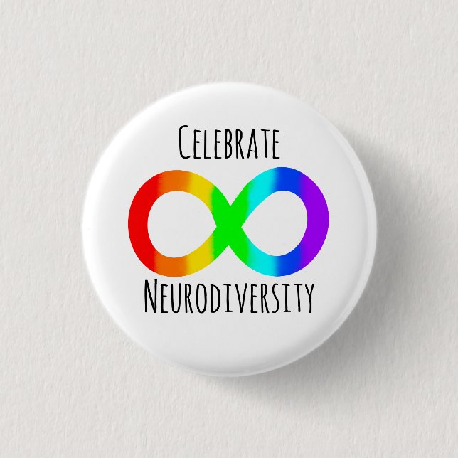 Celebrate Neurodiversity Autism Acceptance Rainbow 3 Cm Round Badge (Front)