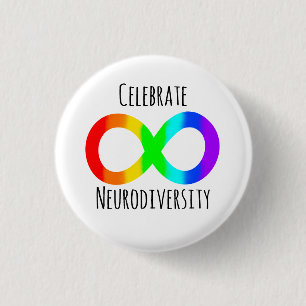 Celebrate Neurodiversity Autism Acceptance Rainbow 3 Cm Round Badge
