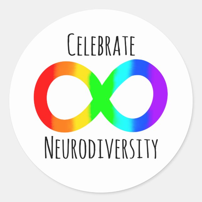 Celebrate Neurodiversity Autism Acceptance Rainbow Classic Round Sticker (Front)