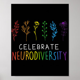 CELEBRATE NEURODIVERSITY  Autism Awareness Flower  Poster