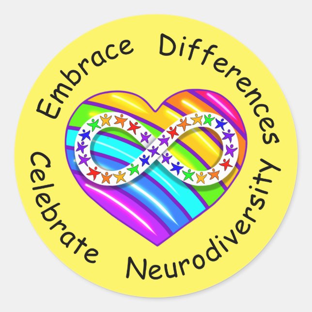 Celebrate Neurodiversity Autism Heart Stickers  (Front)