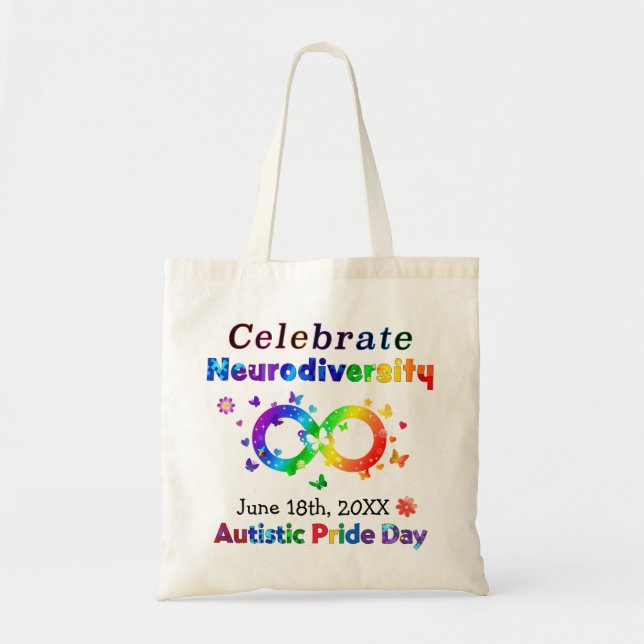 Celebrate Neurodiversity Autistic Pride Day Tote Bag (Front)