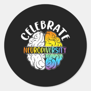 Celebrate Neurodiversity Mental Health Autism Awar Classic Round Sticker