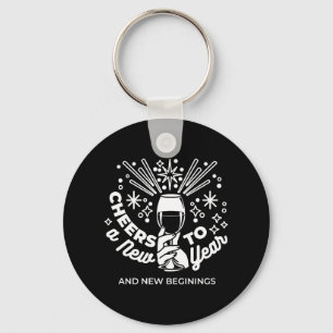 Celebrate New Beginnings Wine Glass Illustration 2 Key Ring