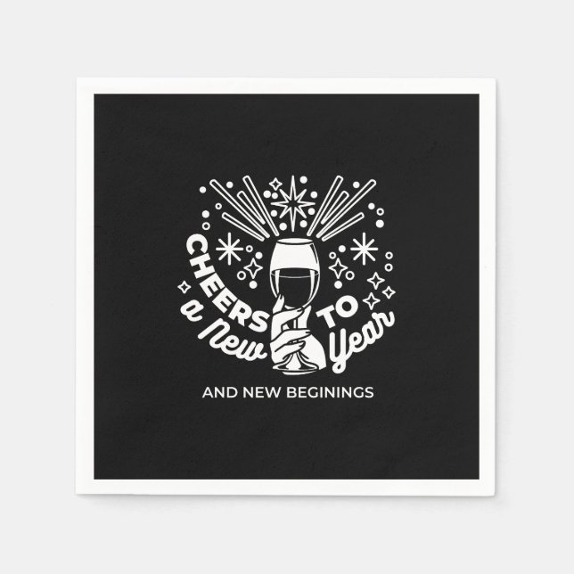 Celebrate New Beginnings Wine Glass Illustration 2 Napkin (Front)