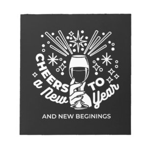 Celebrate New Beginnings Wine Glass Illustration 2 Notepad