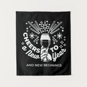 Celebrate New Beginnings Wine Glass Illustration 2 Tapestry