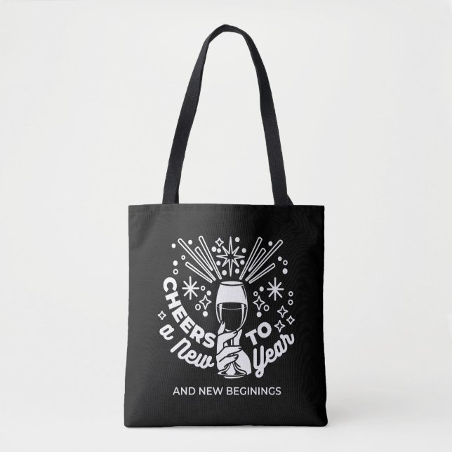 Celebrate New Beginnings Wine Glass Illustration 2 Tote Bag (Front)