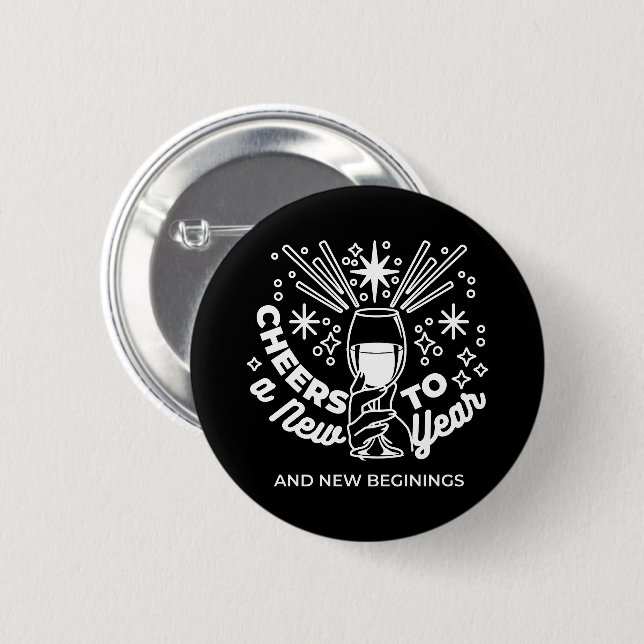 Celebrate New Beginnings Wine Glass Illustration 6 Cm Round Badge (Front & Back)