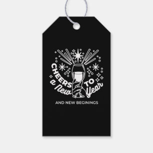 Celebrate New Beginnings Wine Glass Illustration Gift Tags