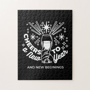 Celebrate New Beginnings Wine Glass Illustration Jigsaw Puzzle