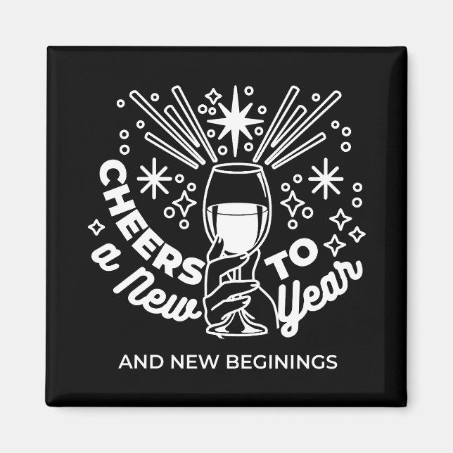 Celebrate New Beginnings Wine Glass Illustration Magnet (Front)