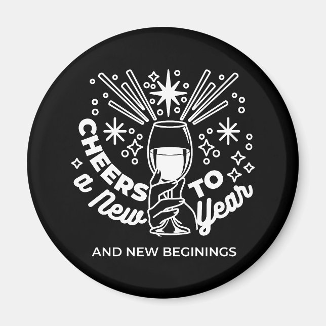 Celebrate New Beginnings Wine Glass Illustration Magnet (Front)