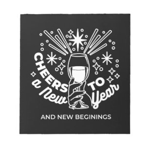 Celebrate New Beginnings Wine Glass Illustration Notepad
