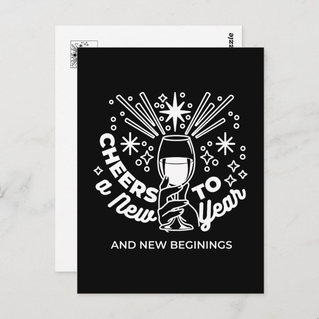 Celebrate New Beginnings Wine Glass Illustration Postcard (Front/Back)