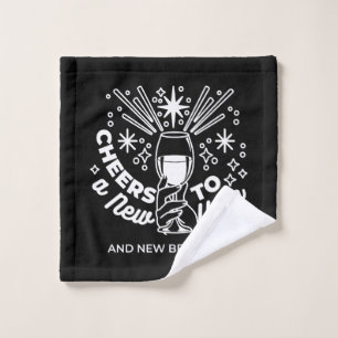 Celebrate New Beginnings Wine Glass Illustration Wash Cloth