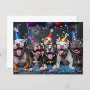Celebrate New Year & Holidays with Pitbull Dogs Postcard