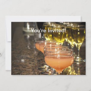 Celebrate - Orange Girly Drinks in Fancy Glasses Invitation