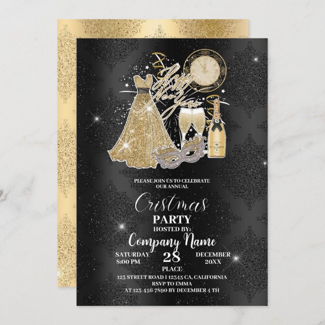 Celebrate our annual cristmas party with company invitation (Front/Back)