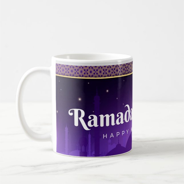 Celebrate Ramadan Kareem Blue White Coffee Mug (Left)