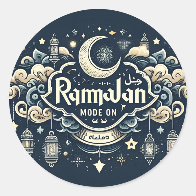 Celebrate Ramadan with Ramadan ModeOn Classic Round Sticker (Front)