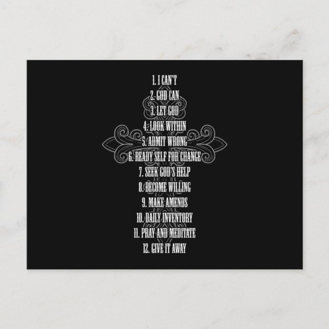 Celebrate Recovery Christian Cross 12 Step Guide T Postcard (Front)