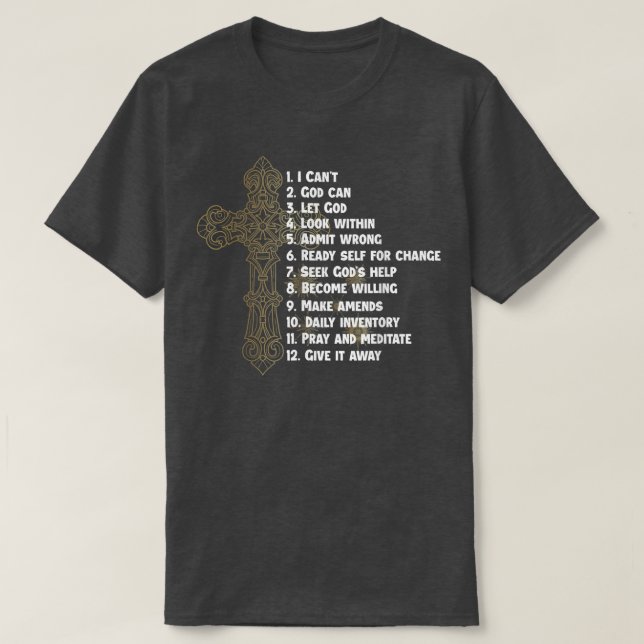 Celebrate Recovery Christian Cross 12 Step Guide  T-Shirt (Design Front)