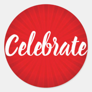 Celebrate Red Sunburst Classic Round Sticker